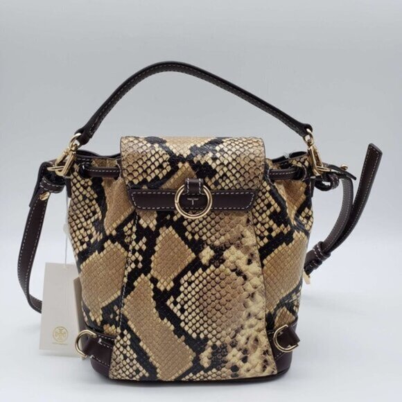 100% Authentic Tory Burch Thea Exotic Mini Bucket Backpack Shoulder Bag 090125 - Picture 2 of 8